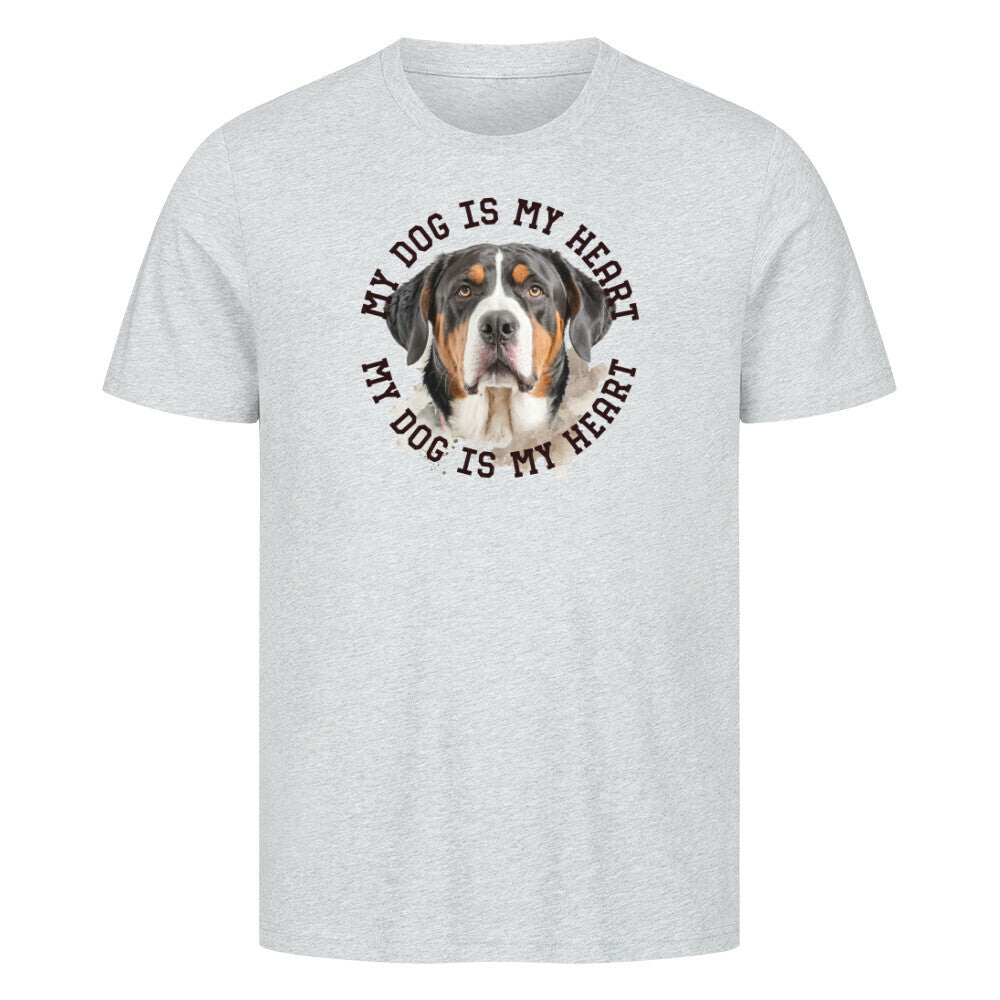 Premium T-Shirt "Großer Schweizer Sennenhund HEART" Heather Grey – hunde-shirt.de