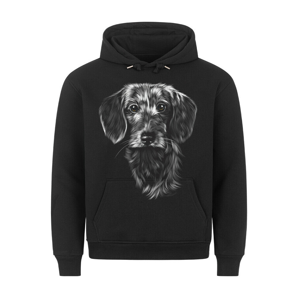 Premium Hoodie "Dackel white" Schwarz – hunde-shirt.de