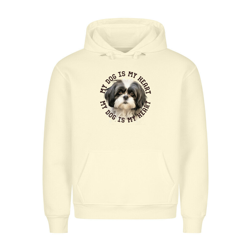 Premium Hoodie "Shih Tzu schwarz weiß" Beige – hunde-shirt.de