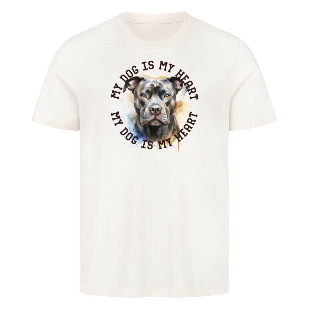 Premium T-Shirt "Staffordshire Terrier grau" Natural Raw – hunde-shirt.de