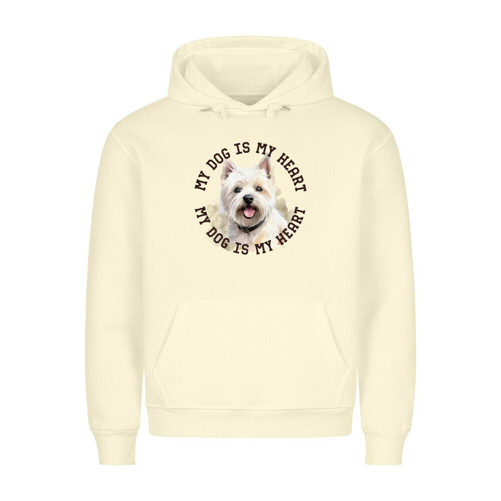 Premium Hoodie "Westie HEART" Beige – hunde-shirt.de