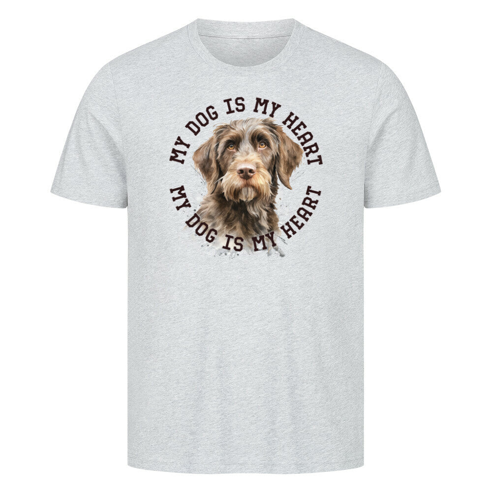 Premium T-Shirt "Griffon Korthals HEART" Heather Grey – hunde-shirt.de