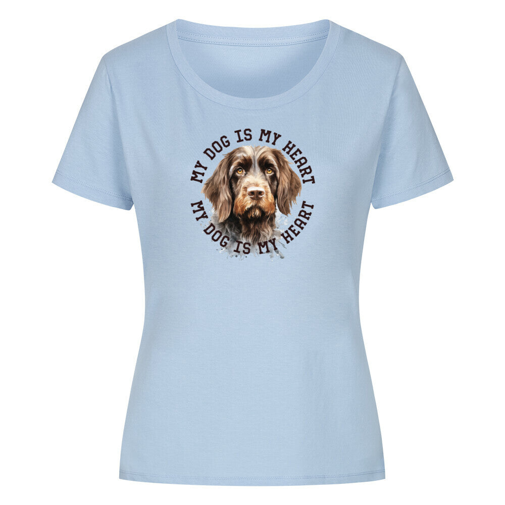 Premium Organic Damen-Shirt "Rauhaar Korthals" Sky Blue – hunde-shirt.de