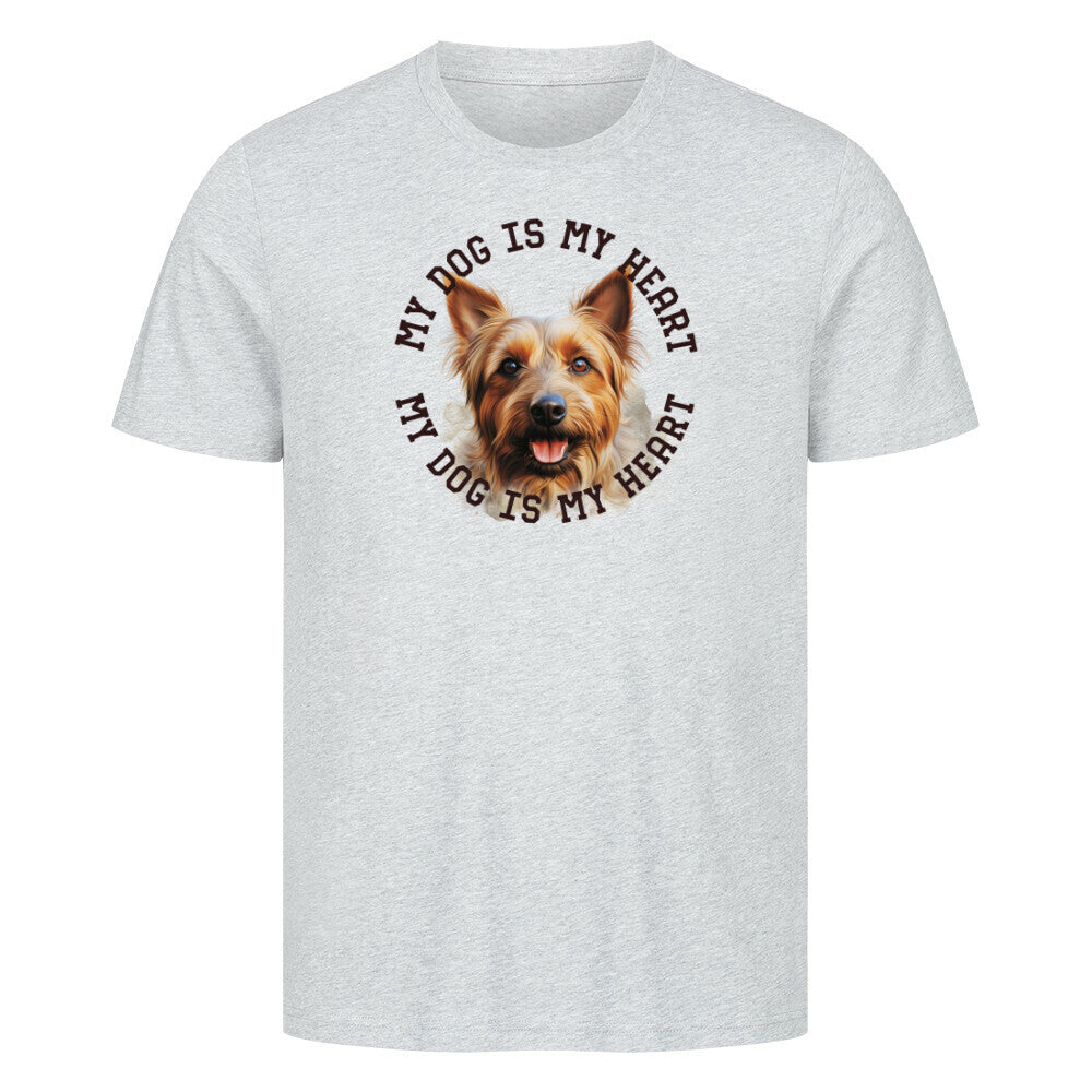 Premium T-Shirt "Australian Terrier HEART" Heather Grey – hunde-shirt.de