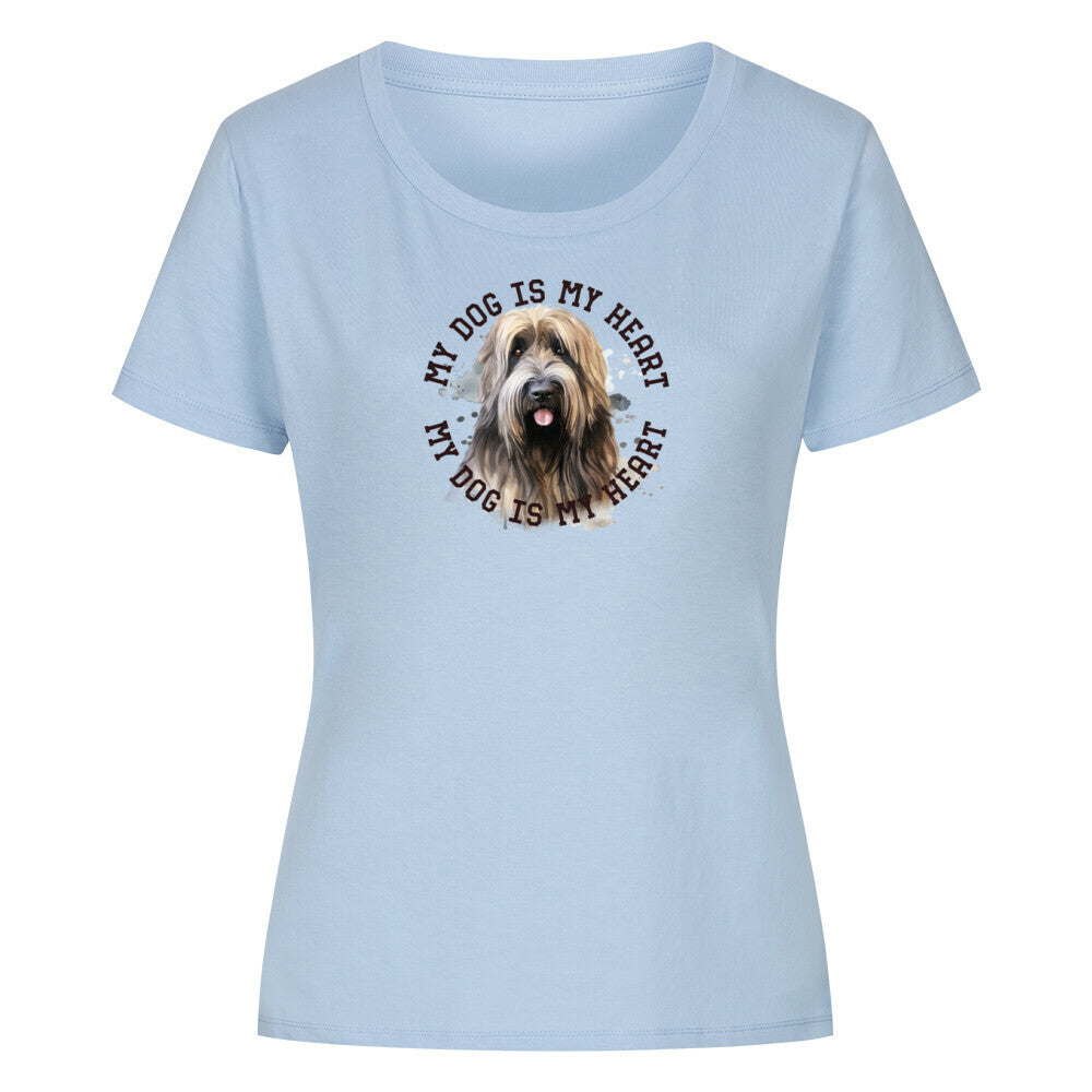 Premium Organic Damen-Shirt "Briard HEART" Sky Blue – hunde-shirt.de