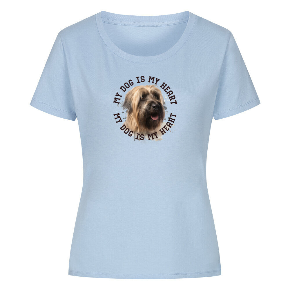 Premium Organic Damen-Shirt "Briard HEART 2" Sky Blue – hunde-shirt.de