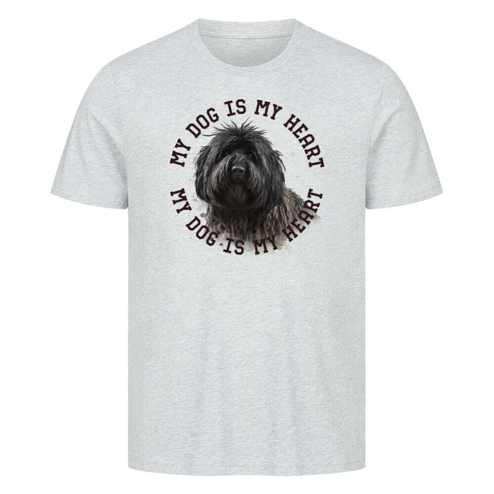 Premium T-Shirt "Puli schwarz HEART" Heather Grey – hunde-shirt.de