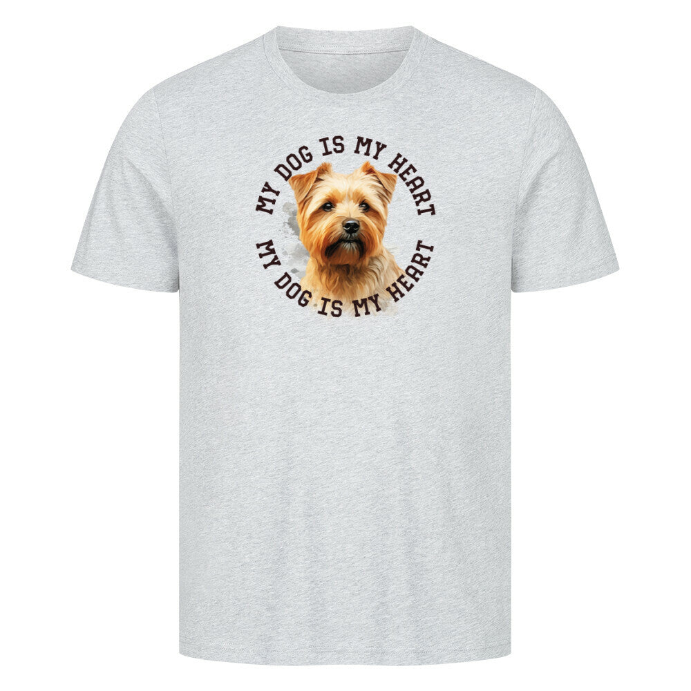 Premium T-Shirt "Norfolk Terrier HEART" Heather Grey – hunde-shirt.de