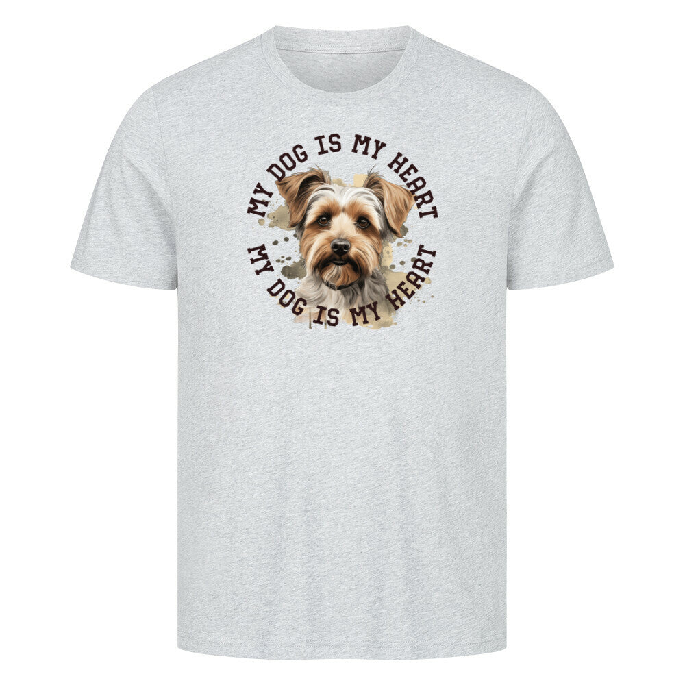 Premium T-Shirt "Biewer Terrier HEART" Heather Grey – hunde-shirt.de