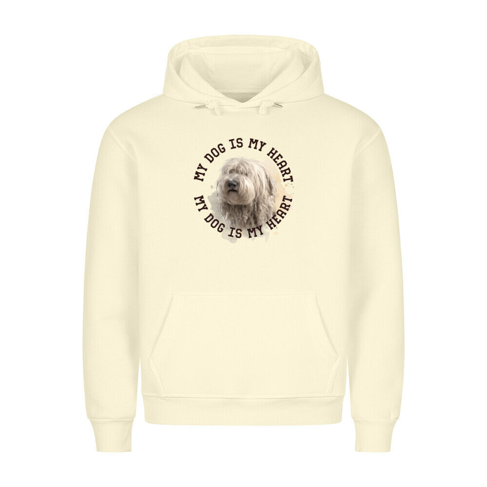 Premium Hoodie "Komondor HEART" Beige – hunde-shirt.de