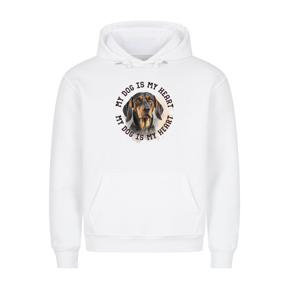 Premium Hoodie "Coonhound b/t HEART" Weiß – hunde-shirt.de