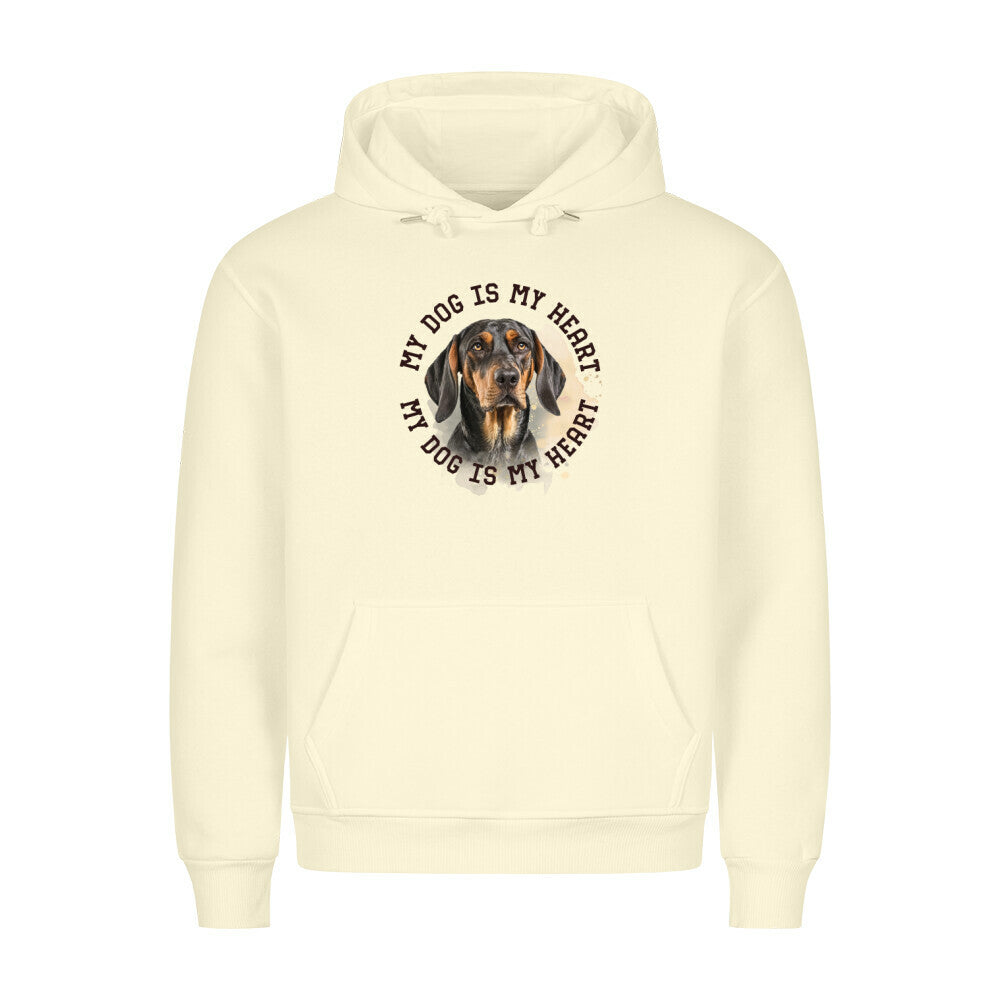 Premium Hoodie "Coonhound b/t HEART" Beige – hunde-shirt.de