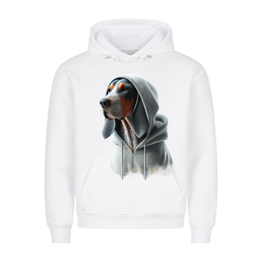 Premium Hoodie "Coonhound bluetick Hooded" Weiß – hunde-shirt.de