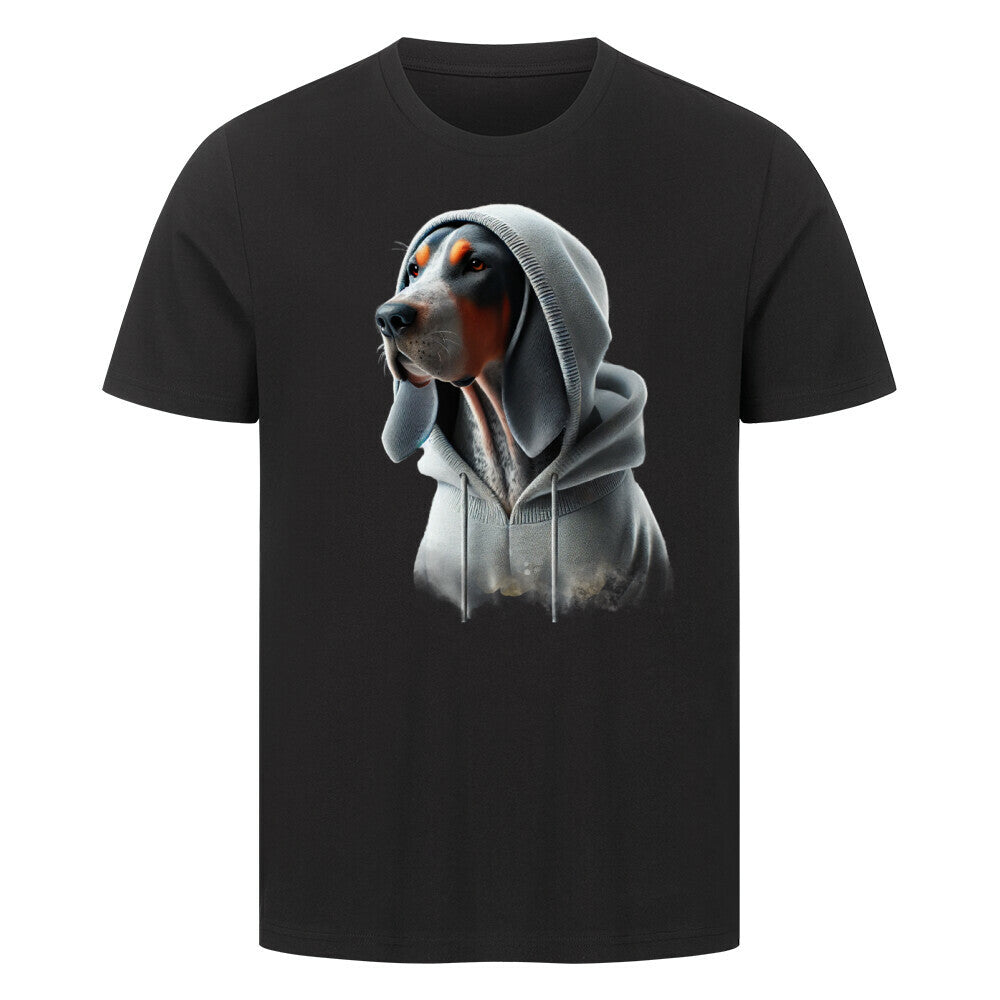 Premium T-Shirt "Coonhound bluetick Hooded-Shirt" Schwarz – hunde-shirt.de