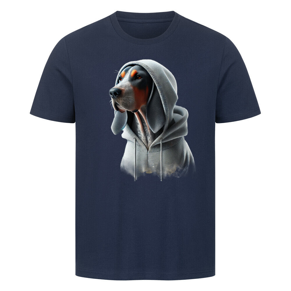 Premium T-Shirt "Coonhound bluetick Hooded-Shirt" French Navy – hunde-shirt.de