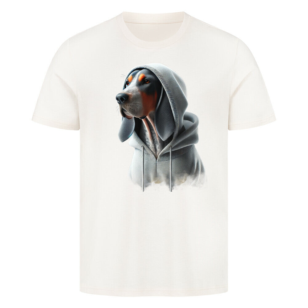 Premium T-Shirt "Coonhound bluetick Hooded-Shirt" Natural Raw – hunde-shirt.de