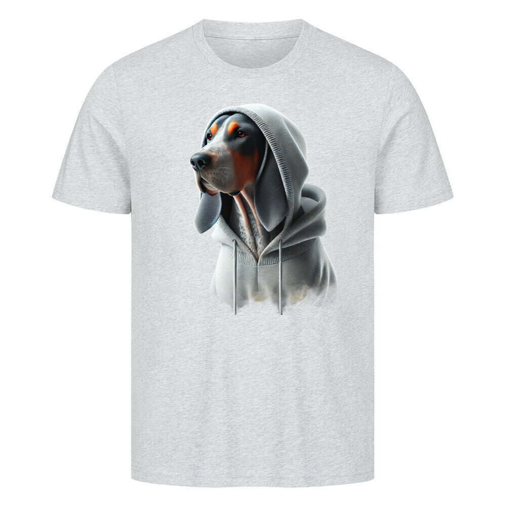 Premium T-Shirt "Coonhound bluetick Hooded-Shirt" Heather Grey – hunde-shirt.de