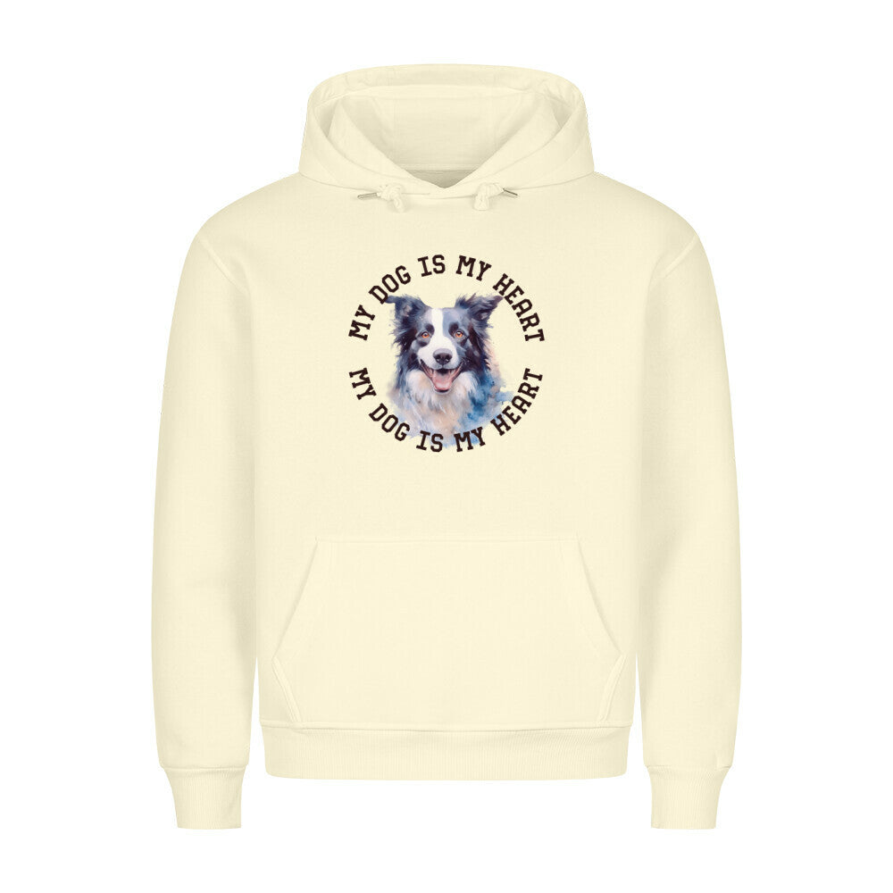 Premium Hoodie "Border Collie HEART 2" Beige – hunde-shirt.de