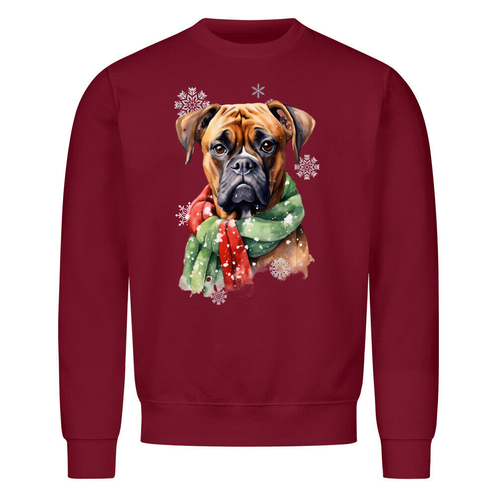 Premium Sweatshirt "Deutscher Boxer Winter" Burgunder – hunde-shirt.de