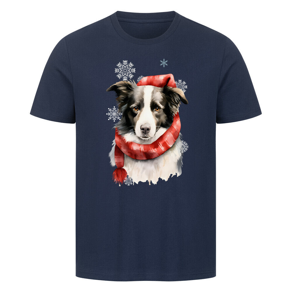 Premium T-Shirt "Border Collie Winter" French Navy – hunde-shirt.de