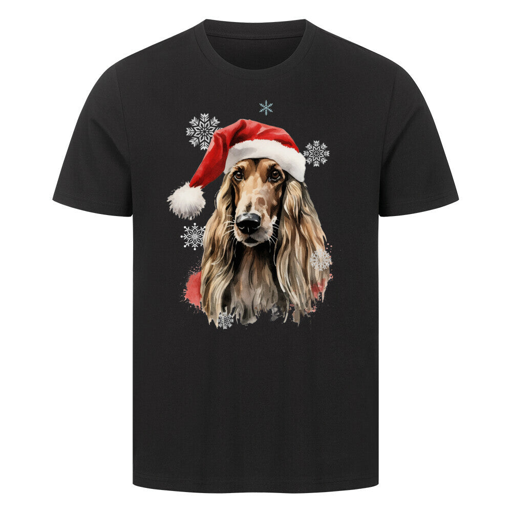 Premium T-Shirt "Afghanischer Windhund Christmas" Schwarz – hunde-shirt.de