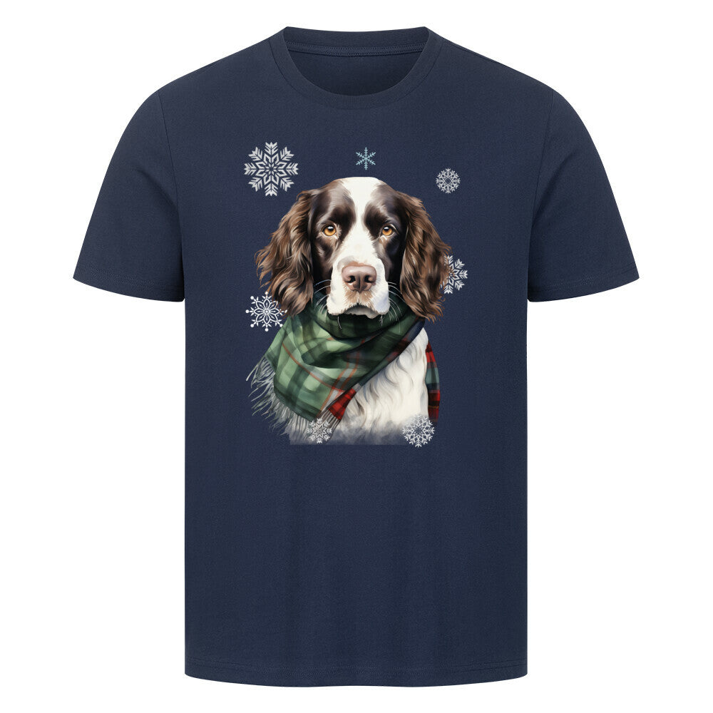Premium T-Shirt "Springer Spaniel Winter" French Navy – hunde-shirt.de