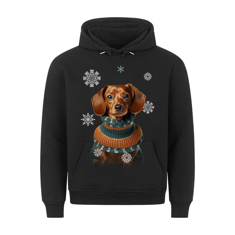Premium Hoodie "Dackel Winter 2" Schwarz – hunde-shirt.de