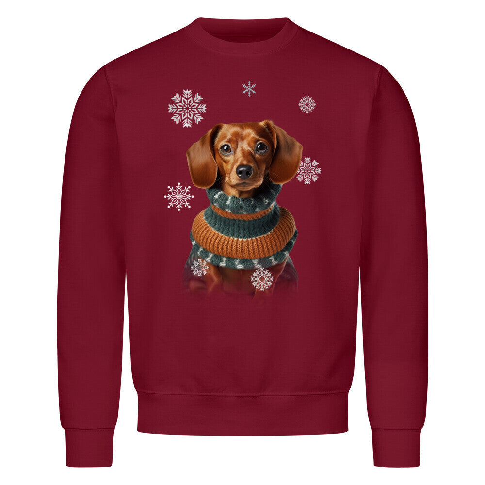 Premium Sweatshirt "Dackel Winter 2" Burgunder – hunde-shirt.de