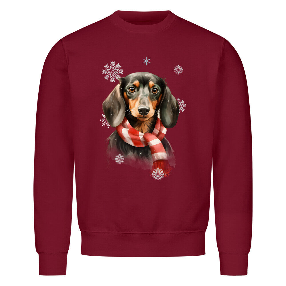 Premium Sweatshirt "Dackel Winter 3" Burgunder – hunde-shirt.de
