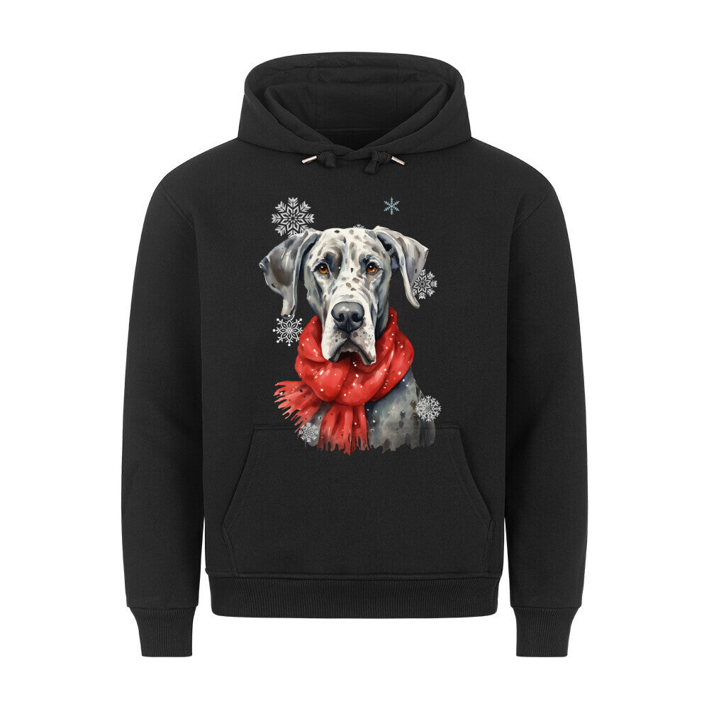 Premium Hoodie "Dogge Winter" Schwarz – hunde-shirt.de