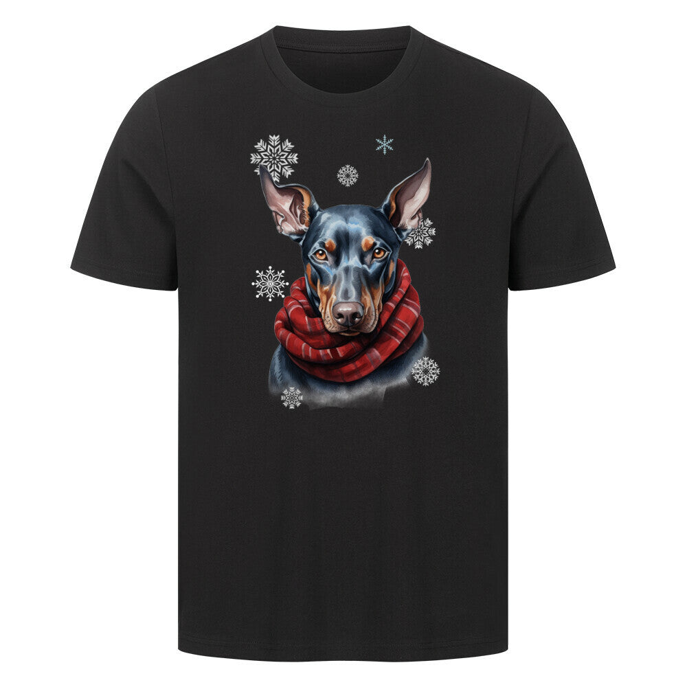 Premium T-Shirt "Dobermann Winter 2" Schwarz – hunde-shirt.de