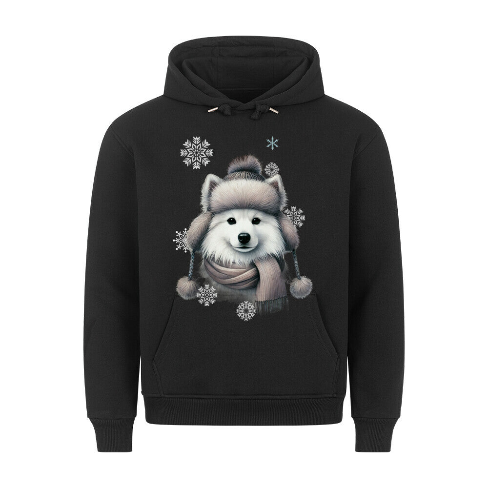 Premium Hoodie "American Eskimo Winter" Schwarz – hunde-shirt.de