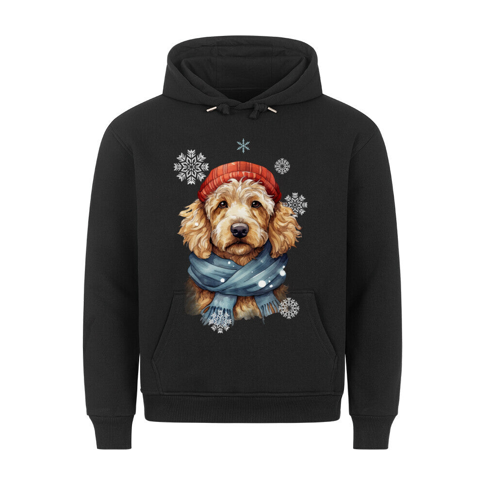 Premium Hoodie "Golden Doodle Winter" Schwarz – hunde-shirt.de