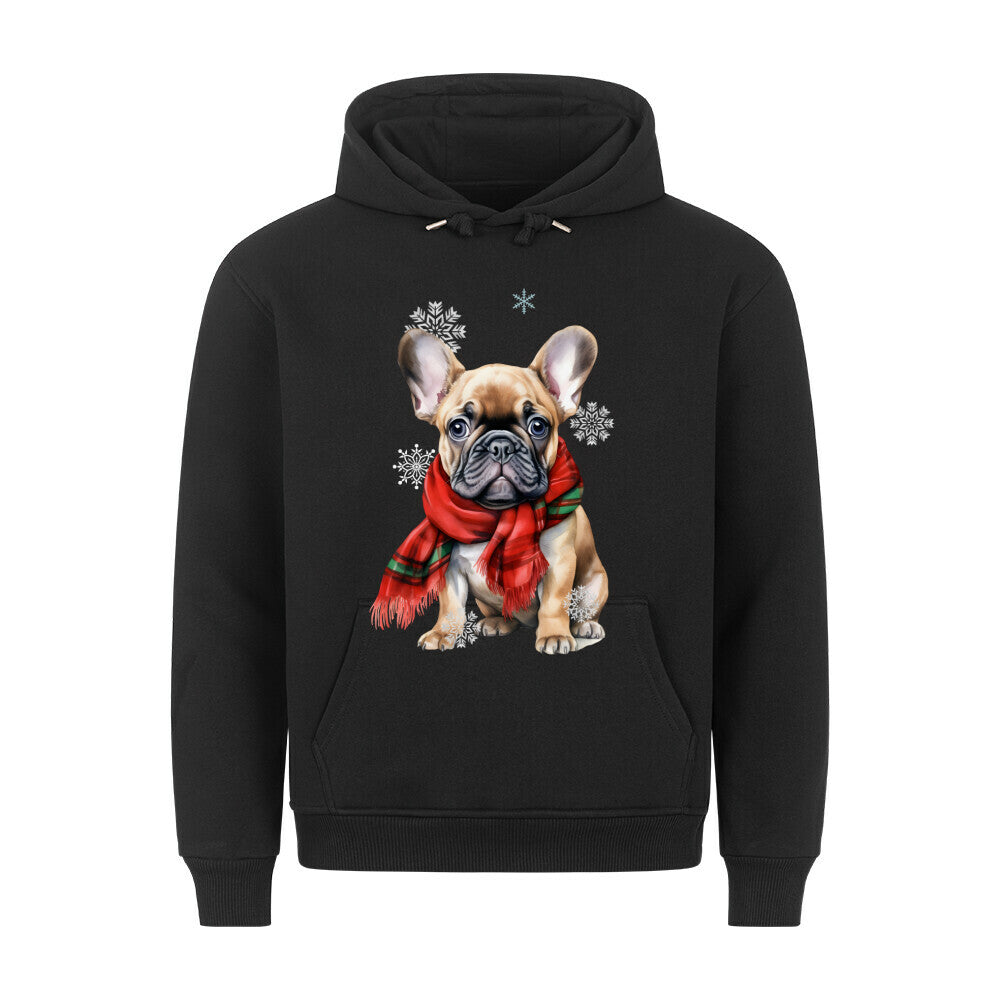Premium Hoodie "Frenchi Winter" Schwarz – hunde-shirt.de
