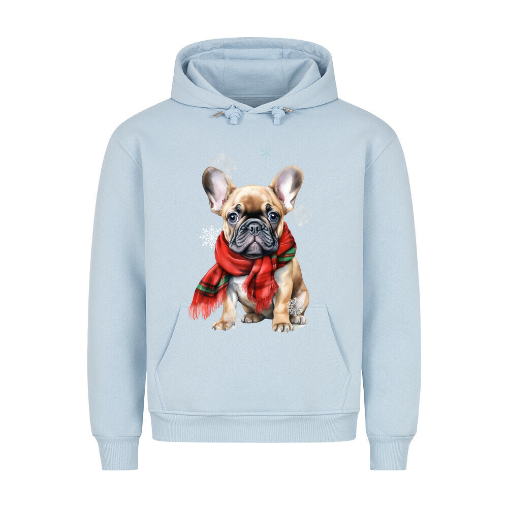 Premium Hoodie "Frenchi Winter" Babyblau – hunde-shirt.de