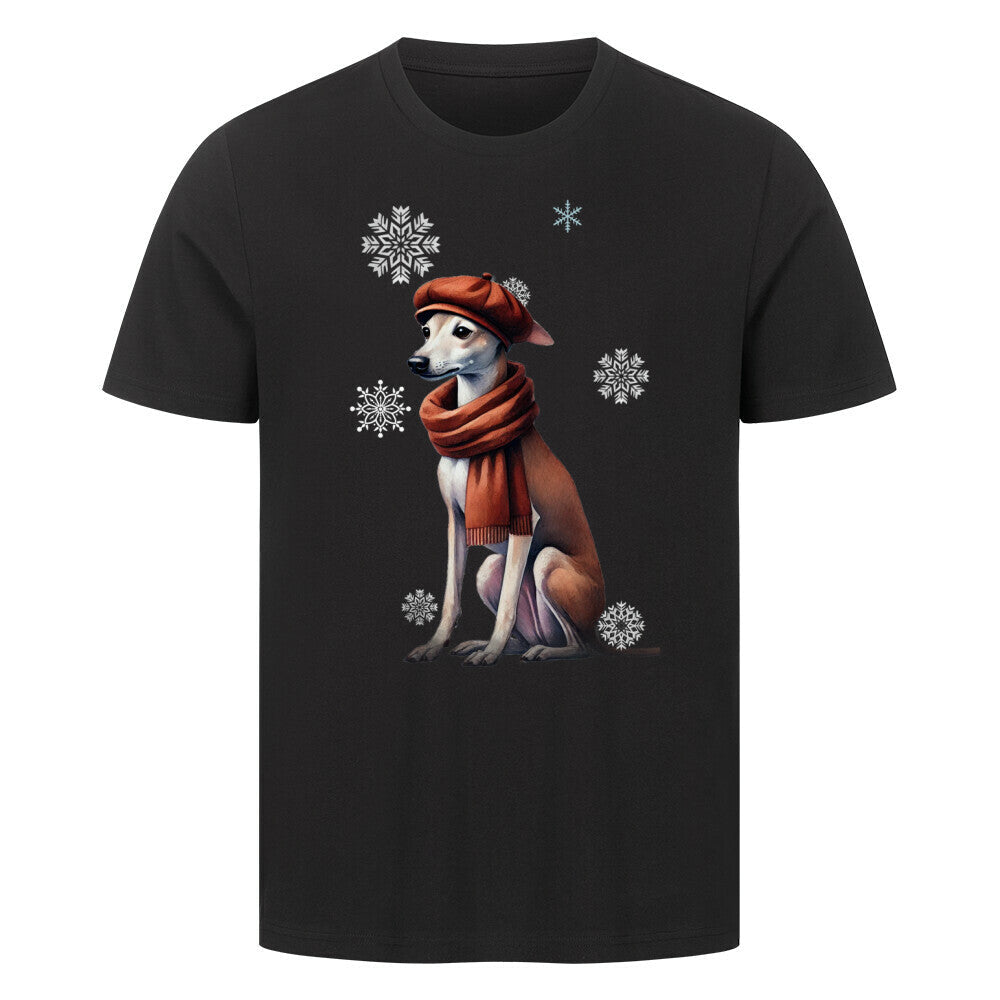 Premium T-Shirt "Windspiel Winter" Schwarz – hunde-shirt.de