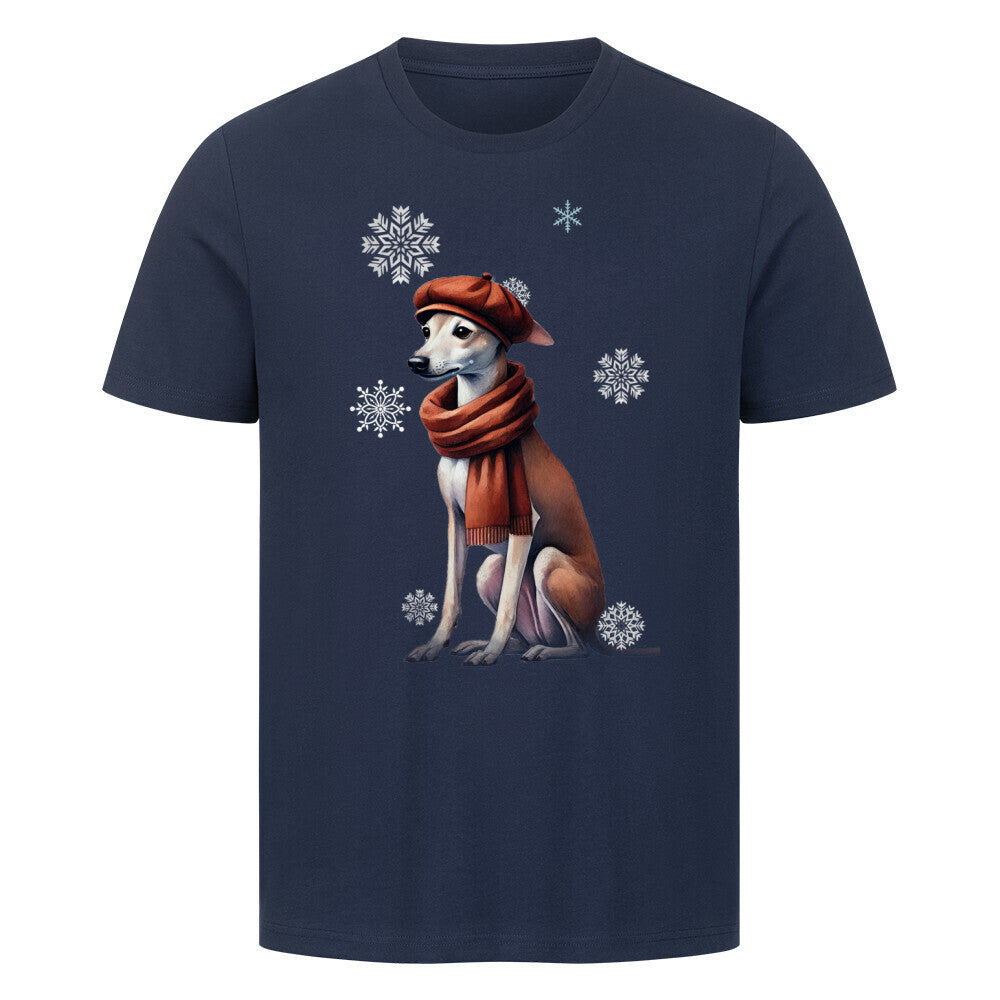 Premium T-Shirt "Windspiel Winter" French Navy – hunde-shirt.de