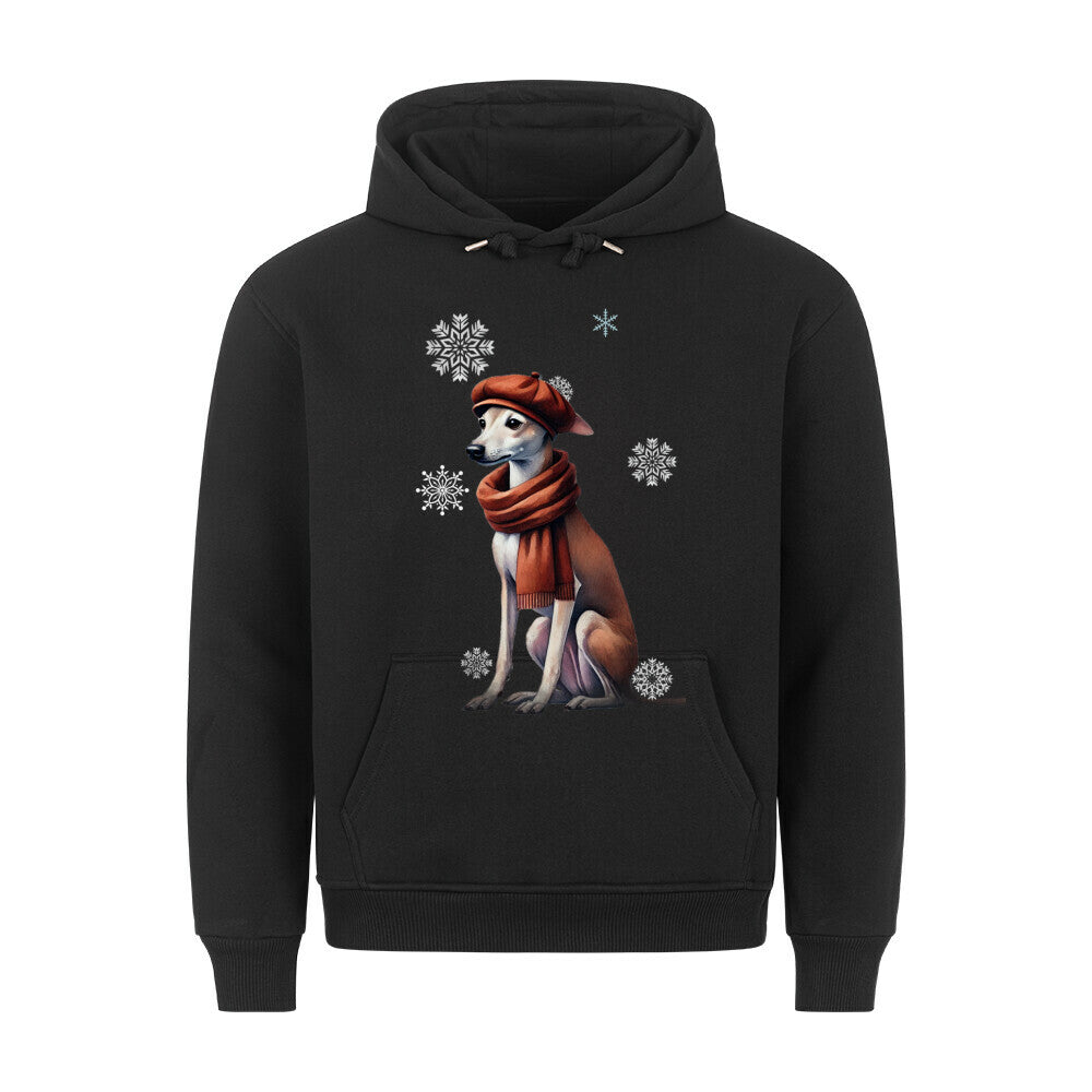 Premium Hoodie "Windspiel Winter" Schwarz – hunde-shirt.de