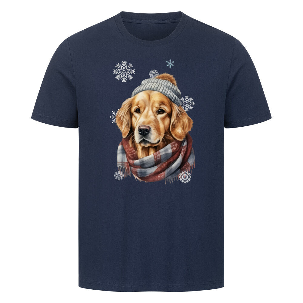 Premium T-Shirt "Golden Retriever Winter" French Navy – hunde-shirt.de