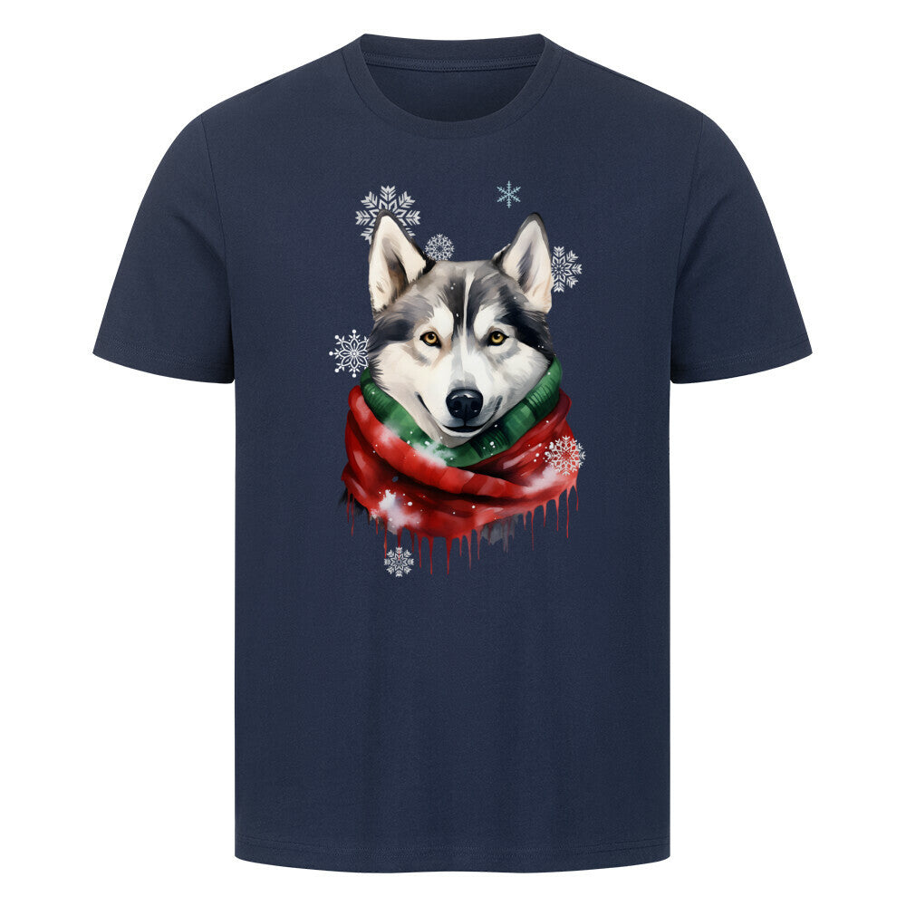 Premium T-Shirt "Husky Winter" French Navy – hunde-shirt.de