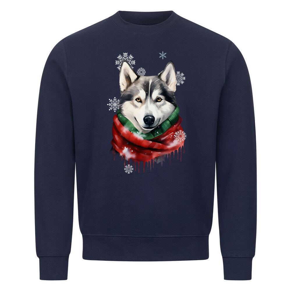 Premium Sweatshirt "Husky Winter" Navy Blue – hunde-shirt.de