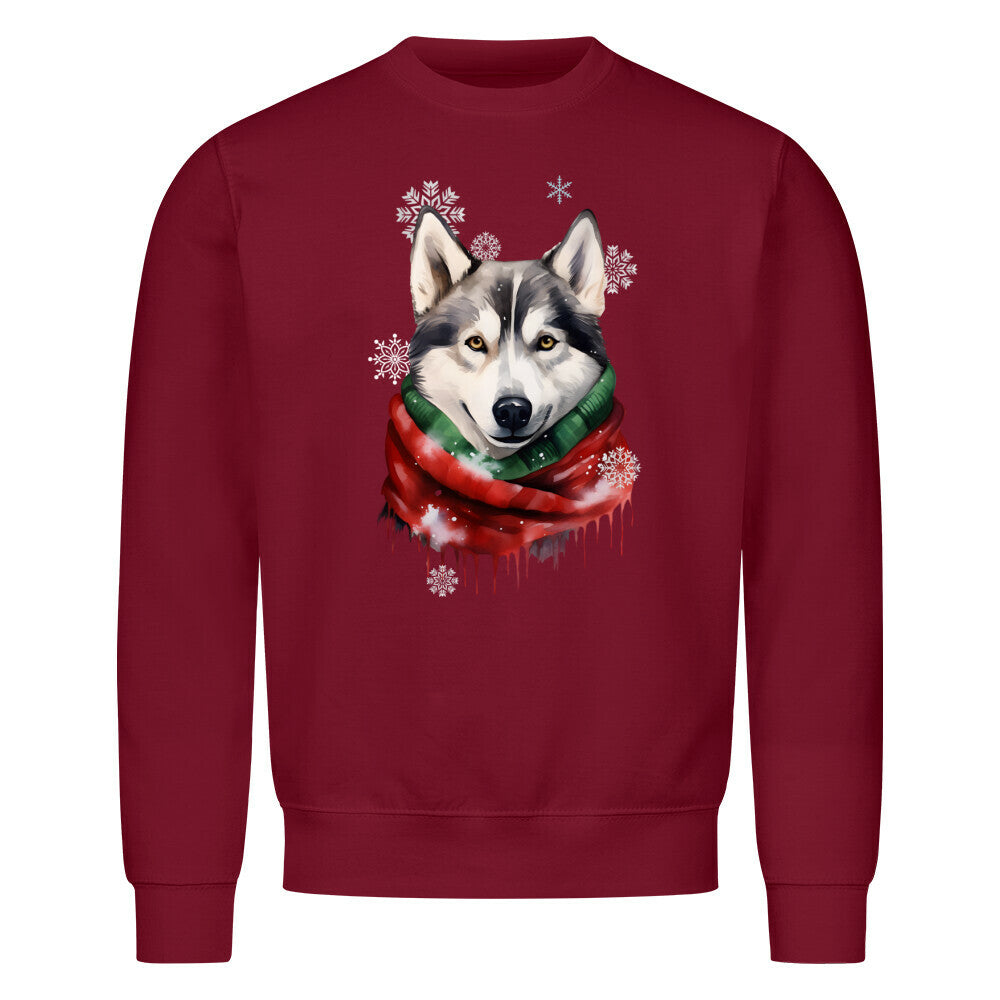 Premium Sweatshirt "Husky Winter" Burgunder – hunde-shirt.de