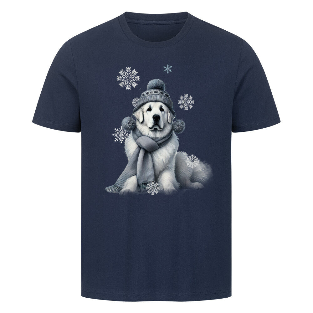 Premium T-Shirt "Kuvasz Winter" French Navy – hunde-shirt.de