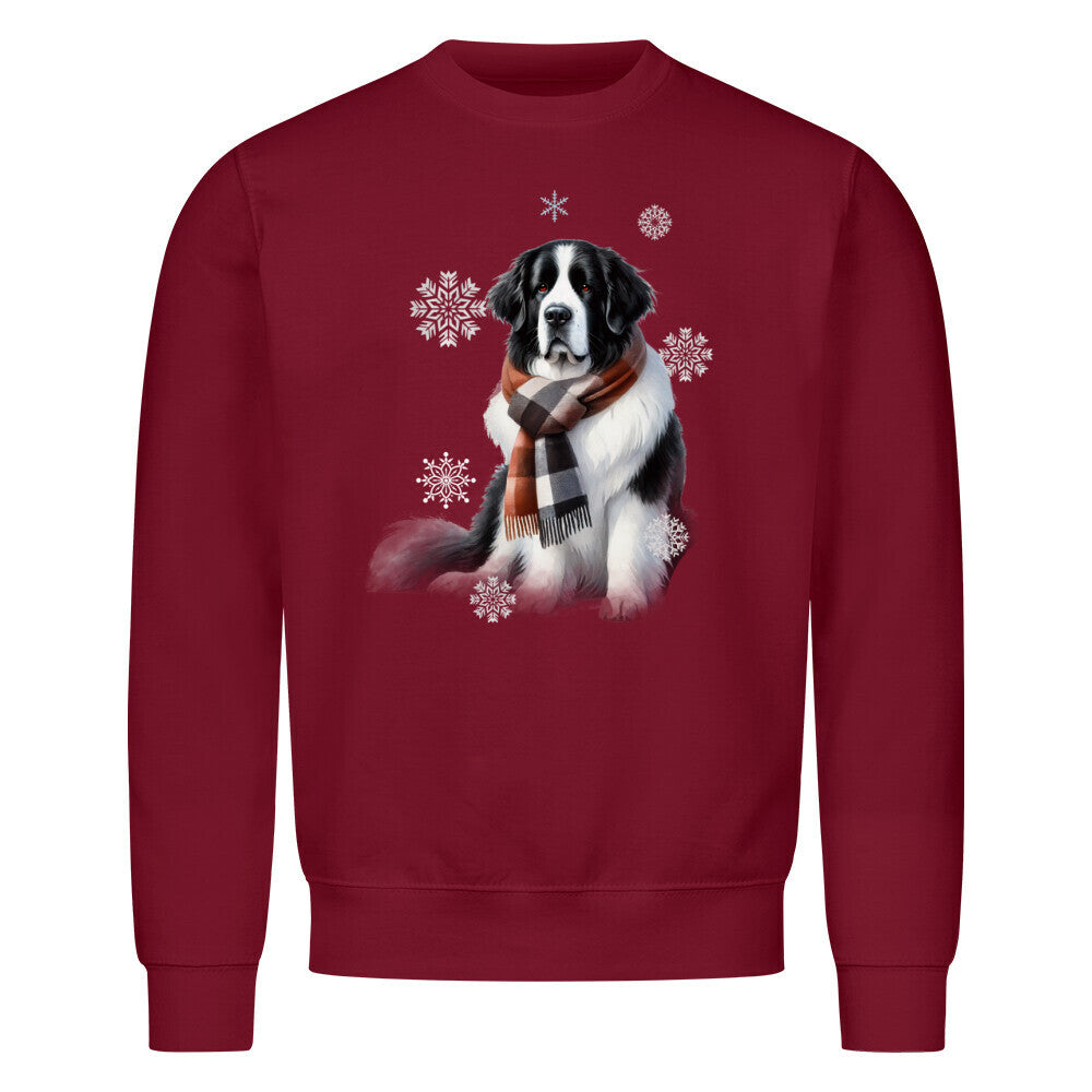 Premium Sweatshirt "Landseer Winter" Burgunder – hunde-shirt.de