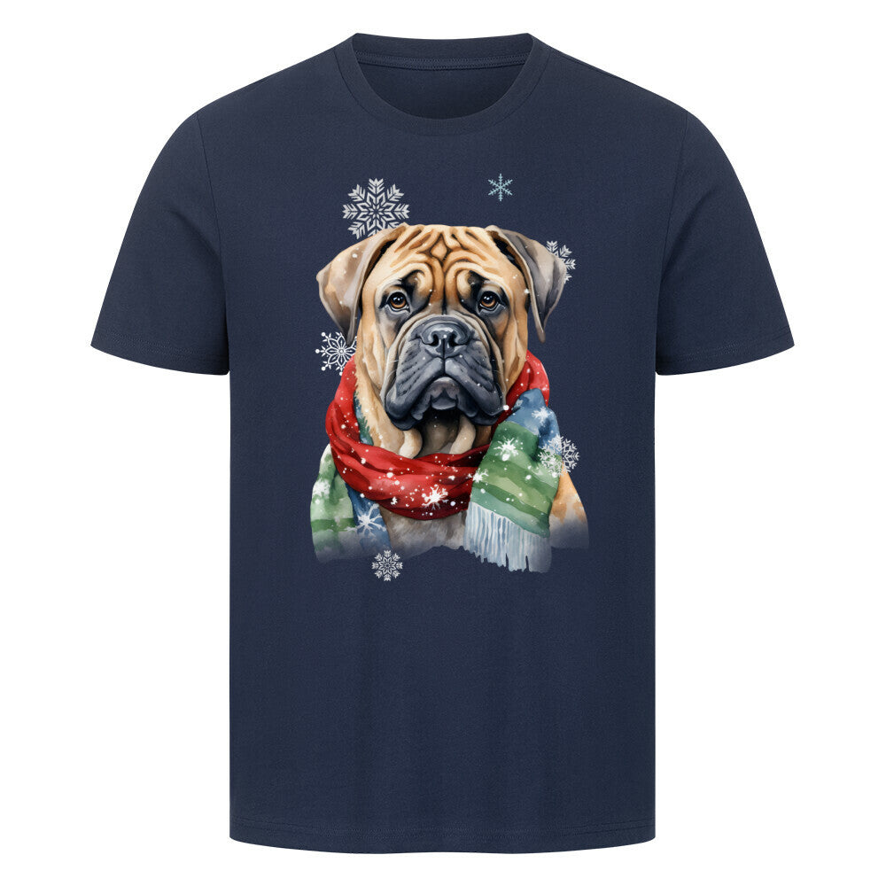 Premium T-Shirt "English Mastiff Winter" French Navy – hunde-shirt.de