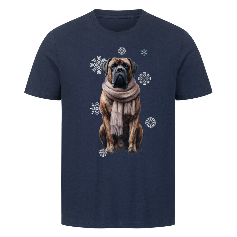 Premium T-Shirt "Bullmastiff Winter" French Navy – hunde-shirt.de