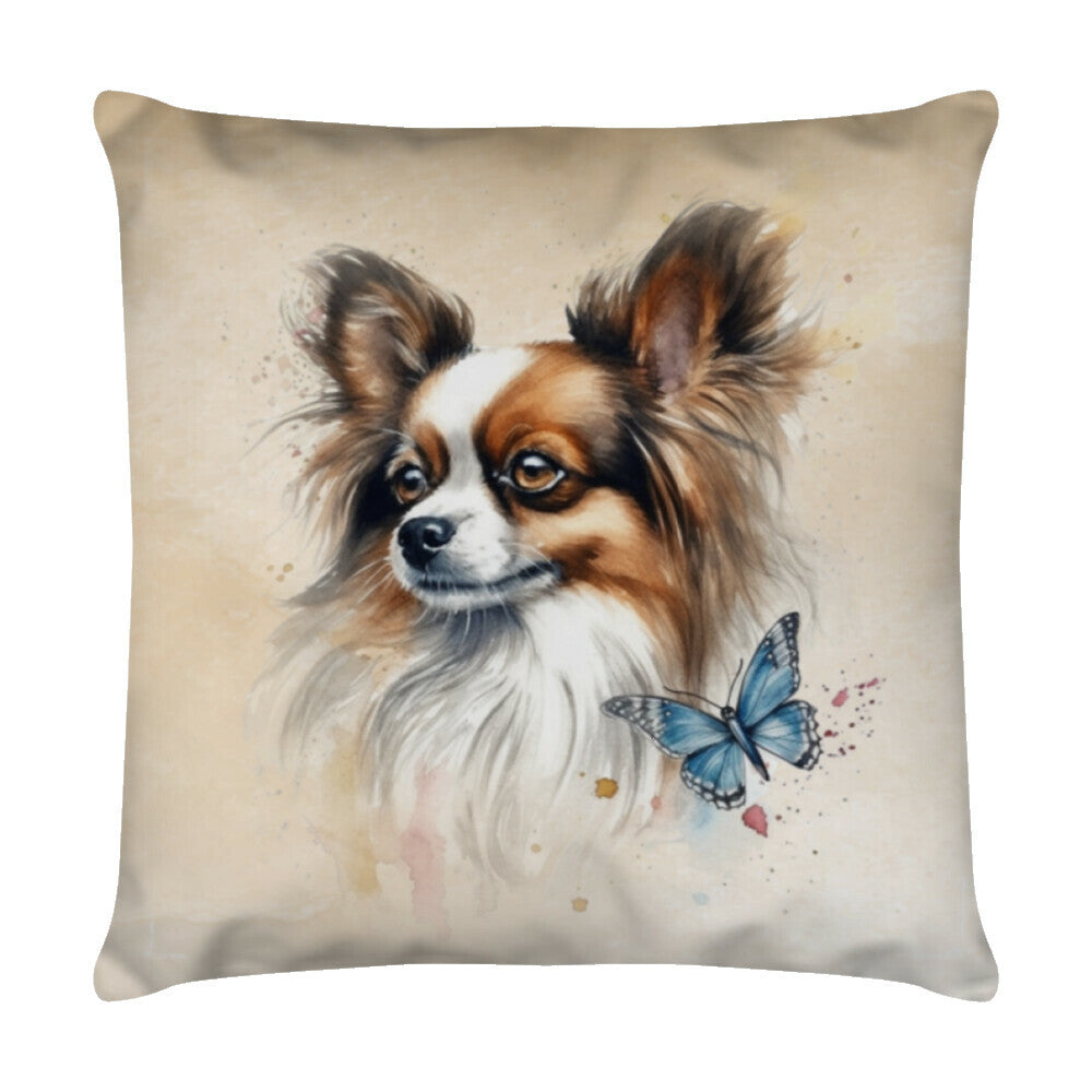 Kissen "Papillon Schmetterling" Weiß – hunde-shirt.de