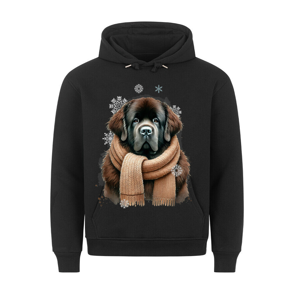 Premium Hoodie "Neufundländer braun Winter" Schwarz – hunde-shirt.de