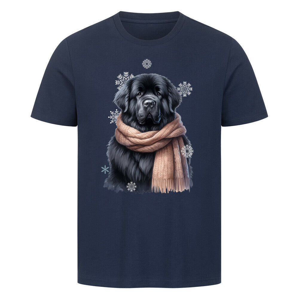 Premium T-Shirt "Neufundländer schwarz Winter" French Navy – hunde-shirt.de