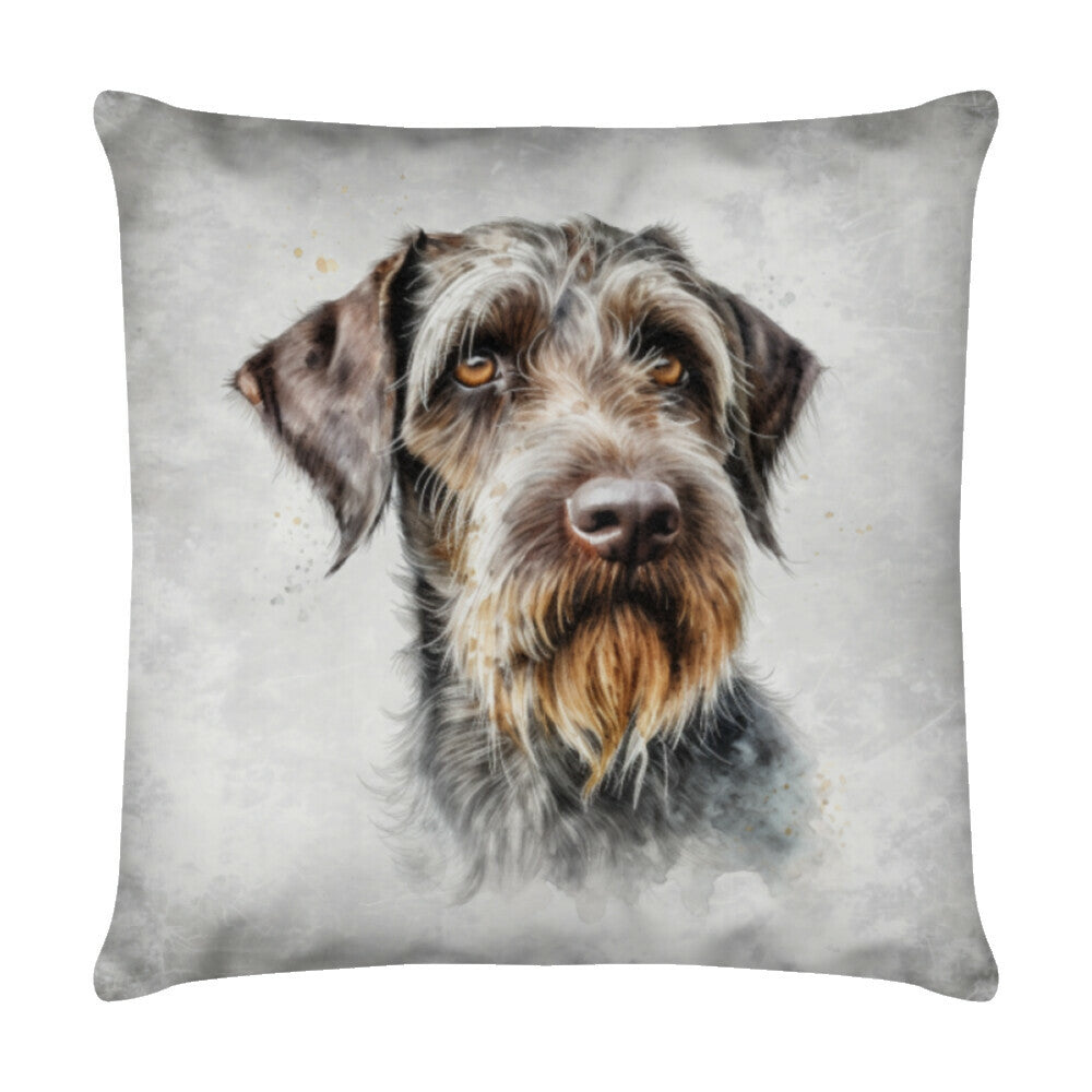 Kissen "Deutsch Drahthaar Portrait 2" Weiß – hunde-shirt.de